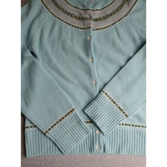 J Crew Sweater XL Cardigan Lambs Wool Fair Isle Preppy Cottage Boho Bohemian - Picture 12 of 12